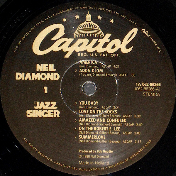 Neil Diamond - The Jazz Singer (Original Songs From The Motion Picture) (LP, Album, Gat)