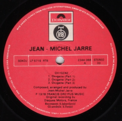 Jean Michel Jarre* - Oxygene (LP, Album, RP)