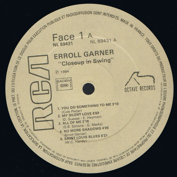 Erroll Garner - Closeup In Swing (LP, Album, RE)