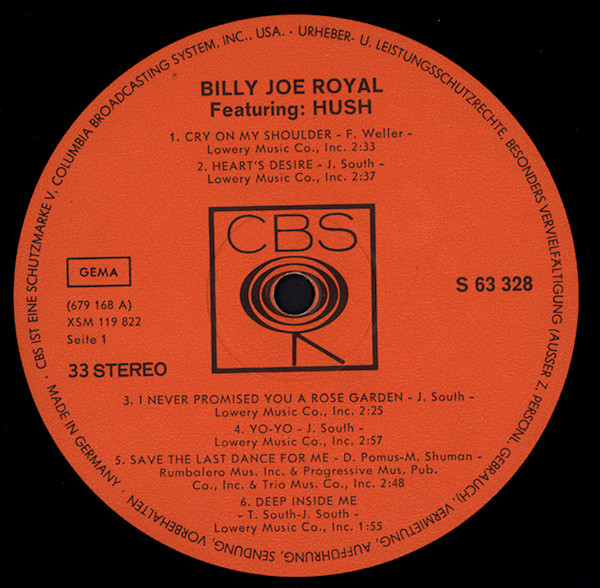 Billy Joe Royal - Featuring Hush (LP, Album)