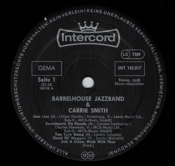 Barrelhouse Jazzband & Carrie Smith - Barrelhouse Jazzband & Carrie Smith   (LP, Album)