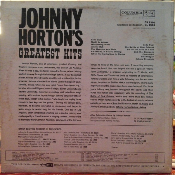 Johnny Horton - Johnny Horton's Greatest Hits (LP, Comp, RP, Ter)