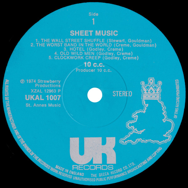 10cc - Sheet Music (LP, Album, Sil)