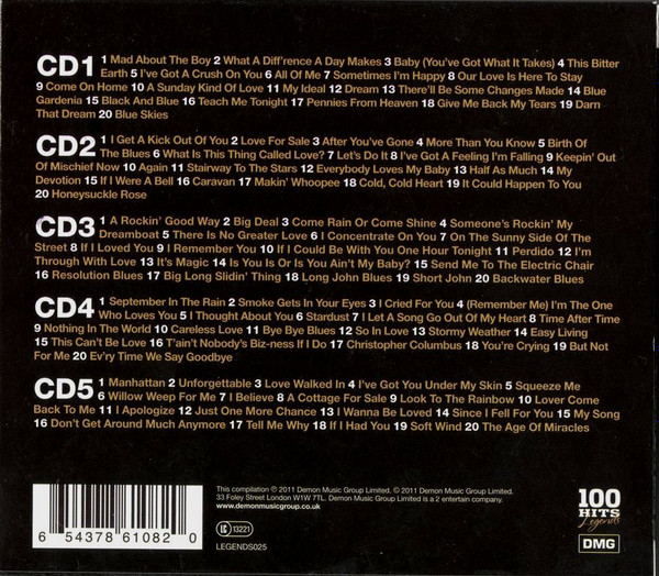 Dinah Washington - 100 Hits Legends (5xCD, Album, Comp)