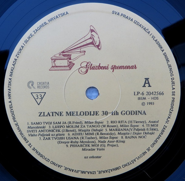 Various - Zlatne Melodije 30-ih (LP, Comp, Mono)