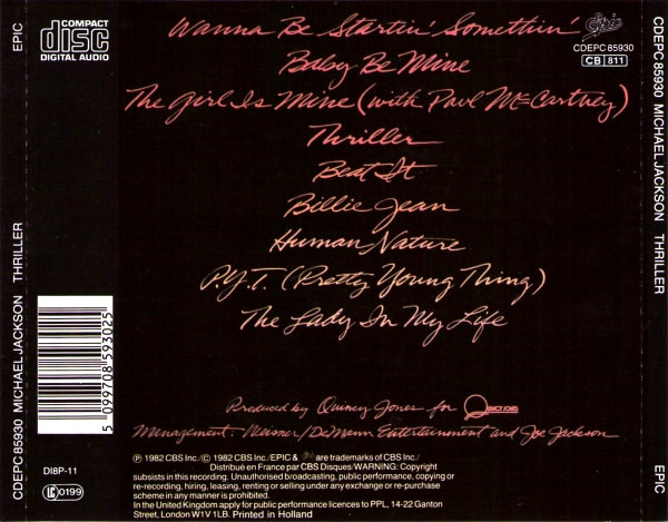Michael Jackson - Thriller (CD, Album, RP)