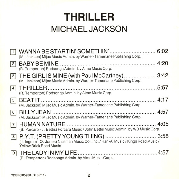 Michael Jackson - Thriller (CD, Album, RP)