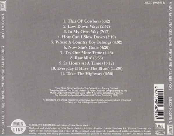 The Marshall Tucker Band - Where We All Belong (CD, Album)