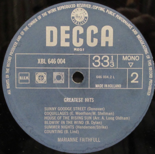 Marianne Faithfull - Greatest Hits (LP, Comp, Mono)