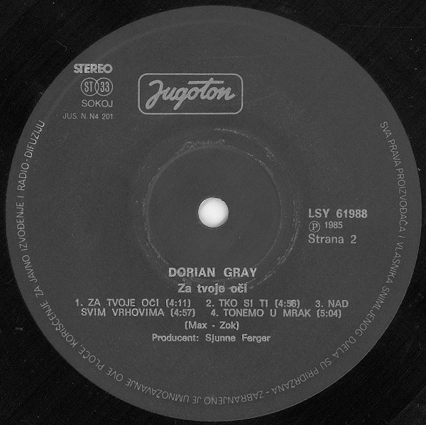 Dorian Gray (5) - Za Tvoje Oči (LP, Album)