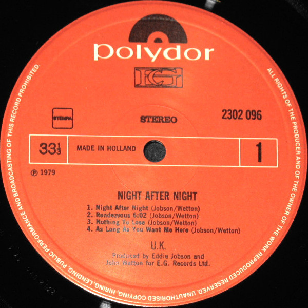 UK (3) - Night After Night (LP, Album)