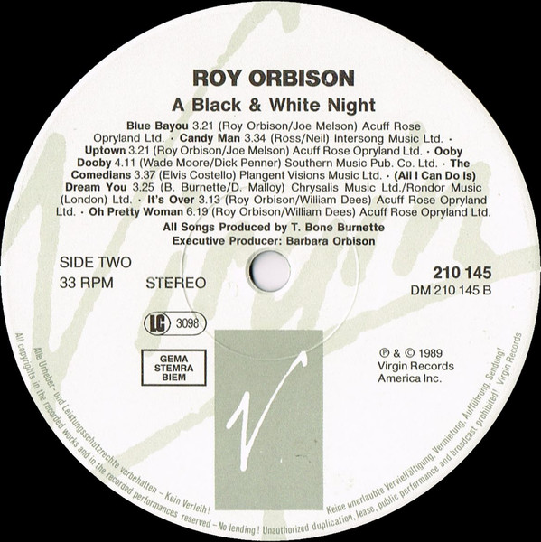 Roy Orbison - Roy Orbison And Friends - A Black And White Night Live (LP, Album)