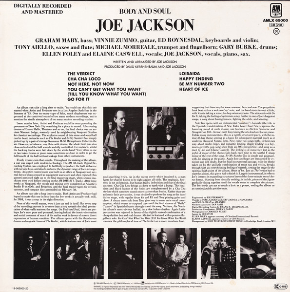 Joe Jackson - Body And Soul (LP, Album)
