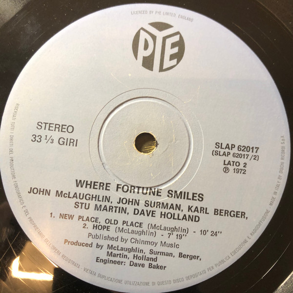 John McLaughlin, John Surman, Karl Berger, Stu Martin, Dave Holland - Where Fortune Smiles (LP, Album)