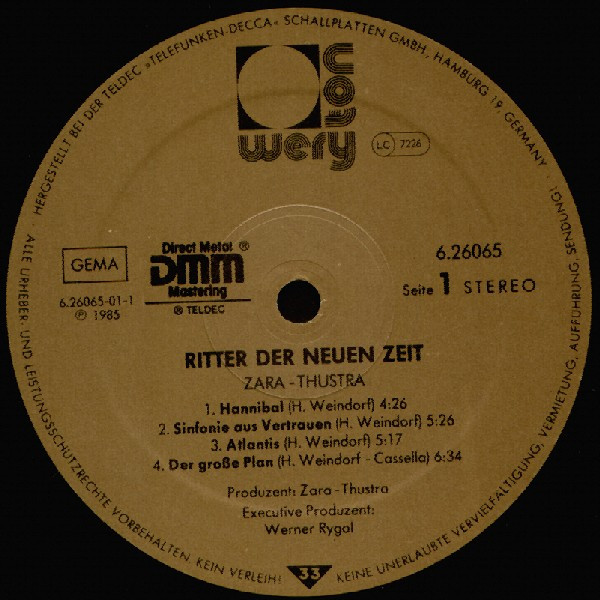 Zara-Thustra - Ritter Der Neuen Zeit (LP, Album)