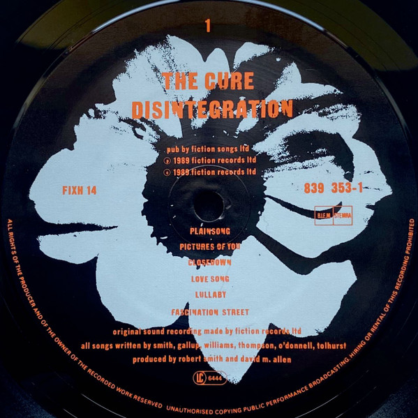 The Cure - Disintegration (LP, Album, Smo)