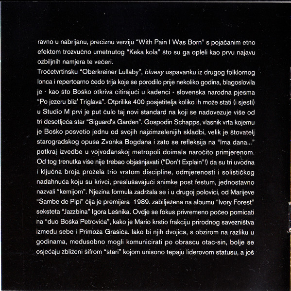 Boško Petrović Trio* - Live At Studio M (CD)