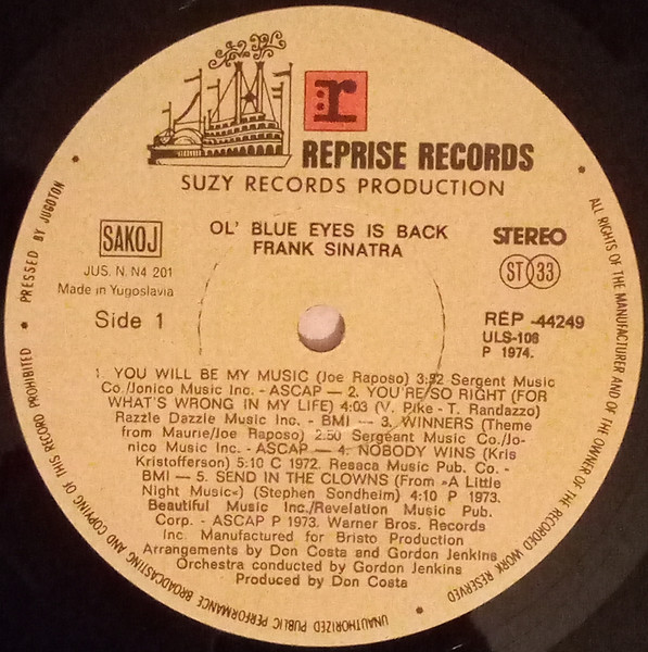 Frank Sinatra - Ol' Blue Eyes Is Back (LP, Album, Gat)