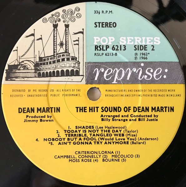 Dean Martin - The Hit Sound Of Dean Martin (LP, Album, Comp)