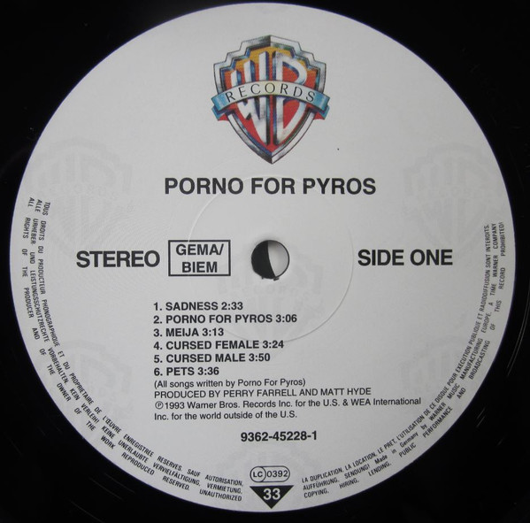 Porno For Pyros - Porno For Pyros (LP, Album)