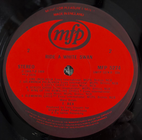 T. Rex* - Ride A White Swan (LP, Comp, Tex)