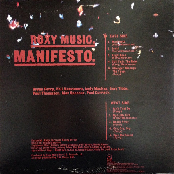 Roxy Music - Manifesto (LP, Album, Mon)