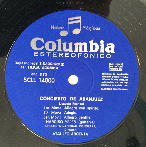 Joaquin Rodrigo*, Narciso Yepes, Manuel de Falla, Gonzalo Soriano, Orquesta Nacional de España Director Ataulfo Argenta* - Concierto De Aranjuez / Noches En Los Jardines De España (LP, RP)