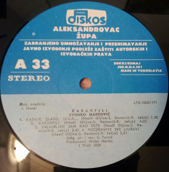 Zvonko Marković - Karanfili (LP)
