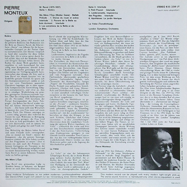Pierre Monteux, Ravel*, London Symphony Orchestra - Boléro / Ma Mère L'Oye / La Valse (LP, RE, 180)